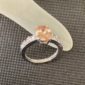 Sterling Silver Morganite & White CZ 925 Ring size 5.5 new
